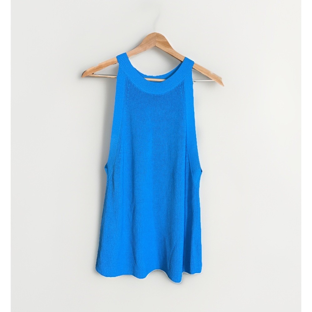 Wilfred Aritzia Blue Sleeveless Sweater Size Medium Chunky Knit High Neck